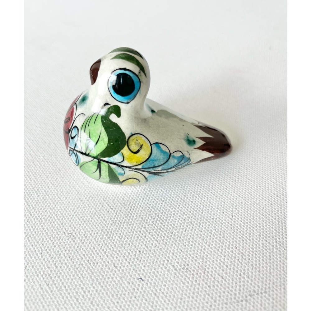 Vintage Tonala Pottery Mexico Hand Painted Bird